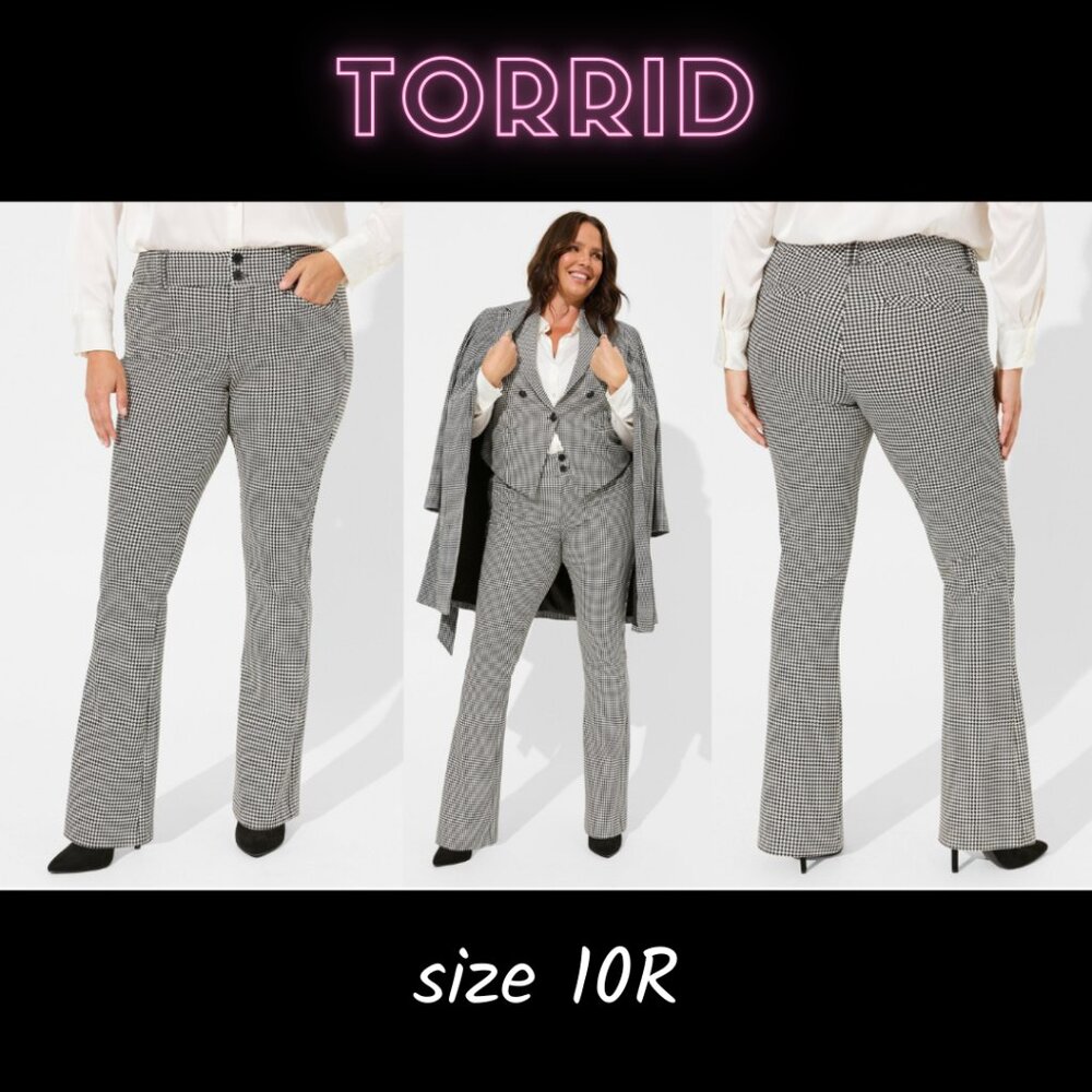 EUC✨ TORRID size 10R houndstooth Trouser Boot Studio Luxe Ponte Mid-Rise Pant
